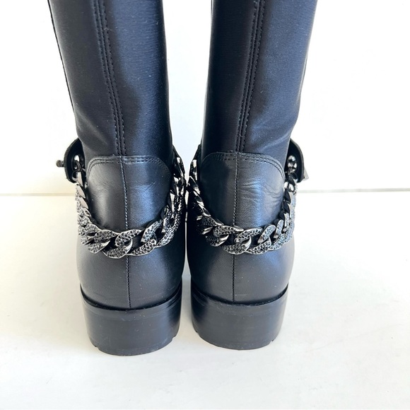 KARL LAGERFELD Paris Shay Leather Textile Chain Over-The-Knee Boots Sz 8 M NWOB - Picture 9 of 13